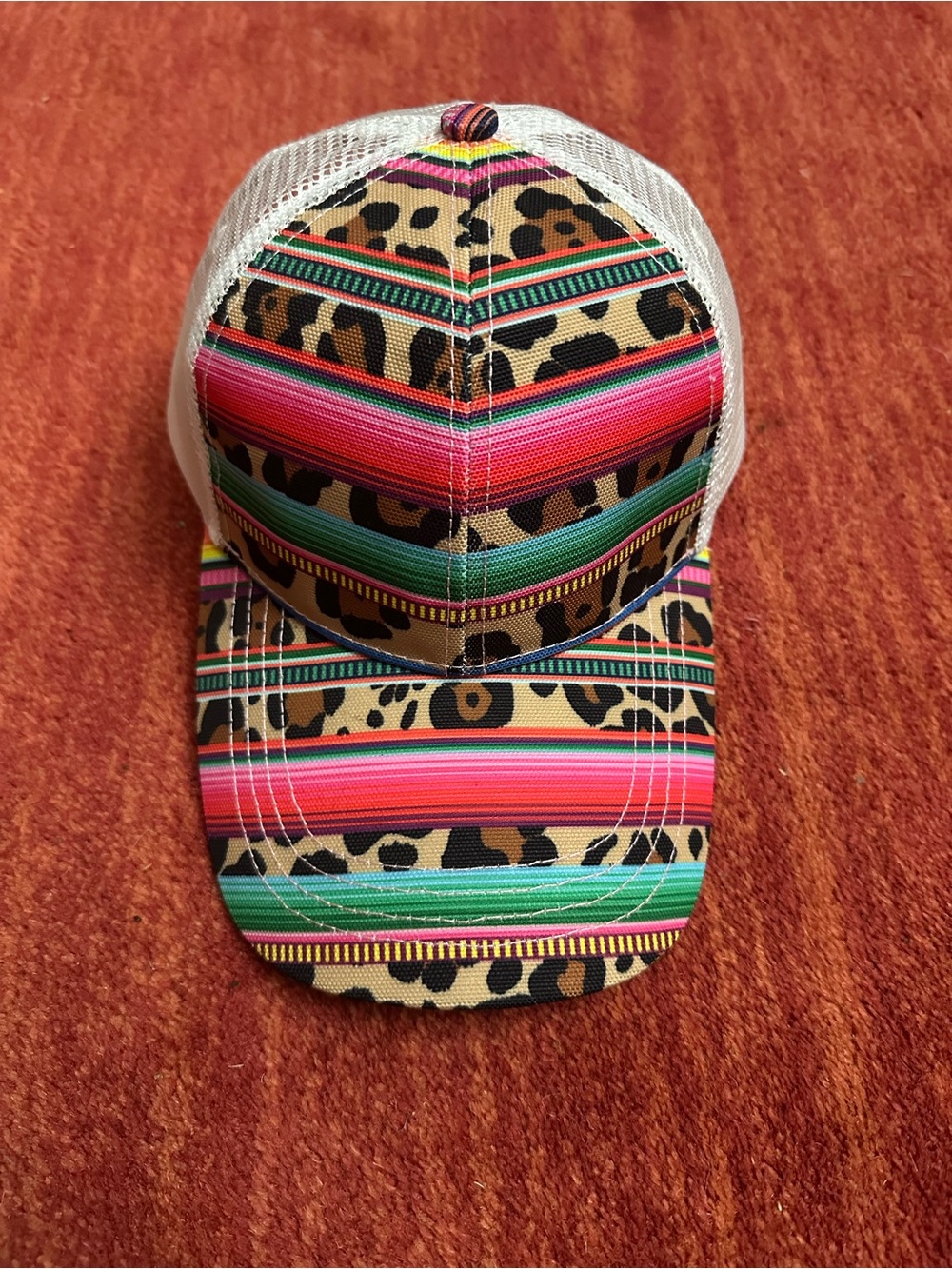 New Leopard Serape Southwest Print Women’s or Big Kid’s Baseball Cap Hat